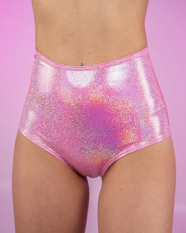 Bubblegum Pink Metallic High-Waist Shorts