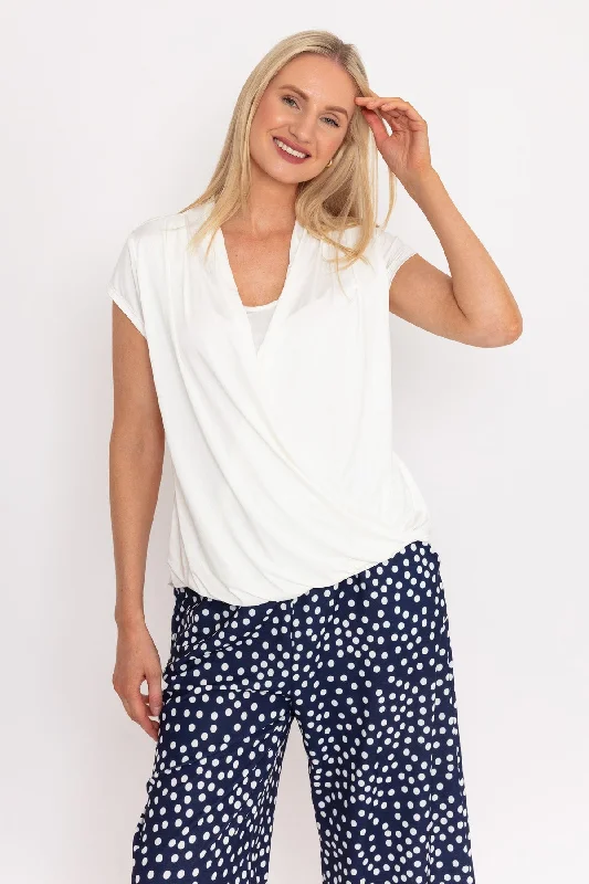 Cap Sleeve Crossover White Top