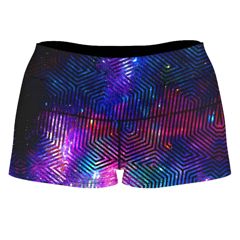 Celestial Finger Print High-Waisted Women's Shorts