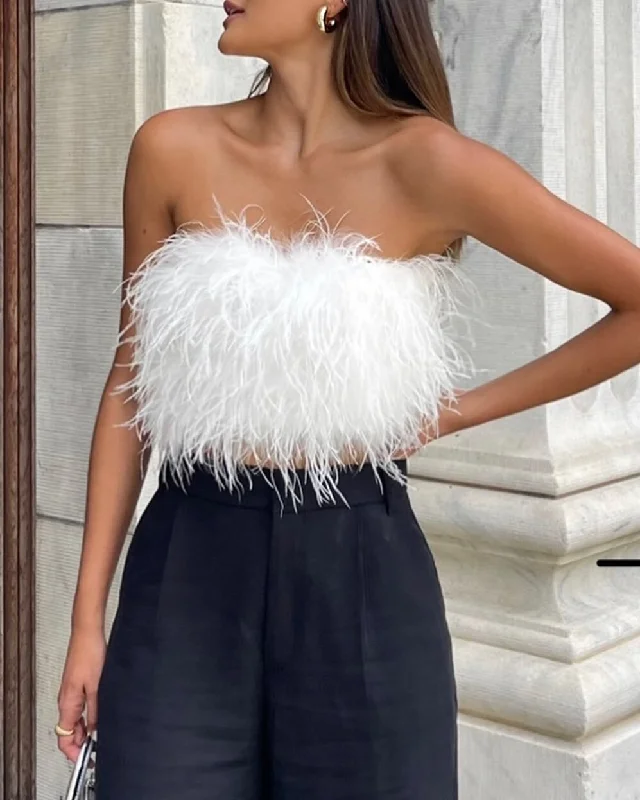 chanel-white-faux-feather-top