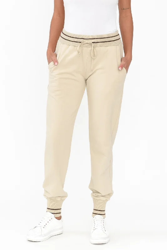 Claude Natural Cotton Blend Drawstring Pants