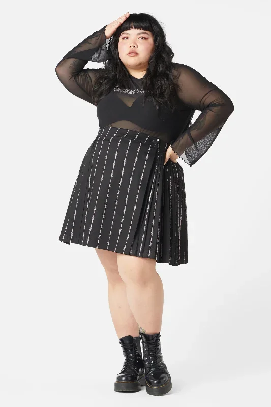 Curve Barbed Wire Pleated Slider Skirt