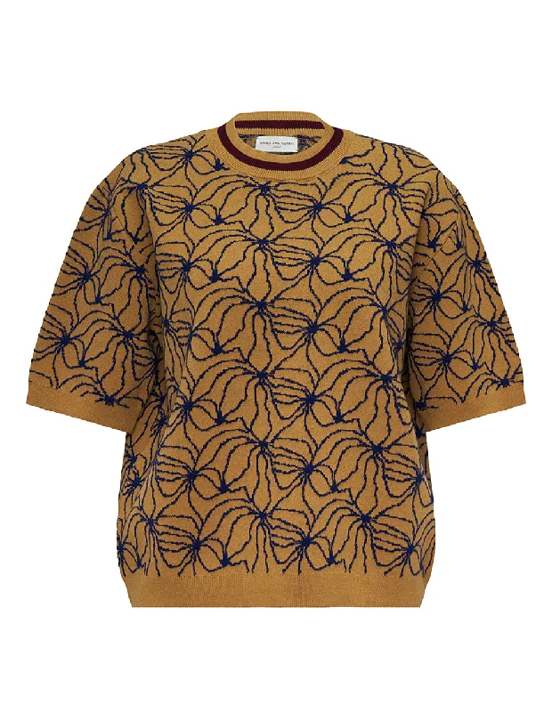 Abstract Flower Jacquard T-Shirt