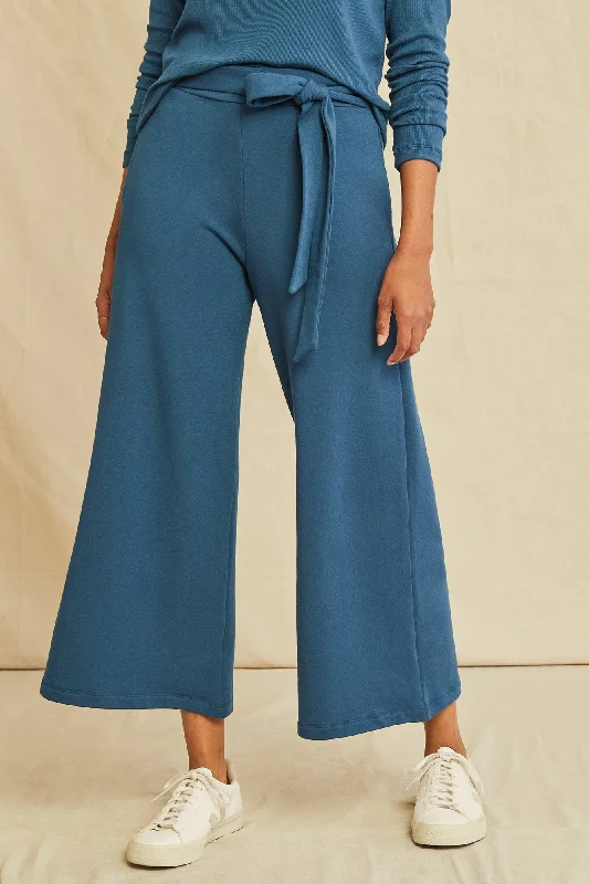 Eugenia Tie Waist Luxe Fleece Pants - Azure