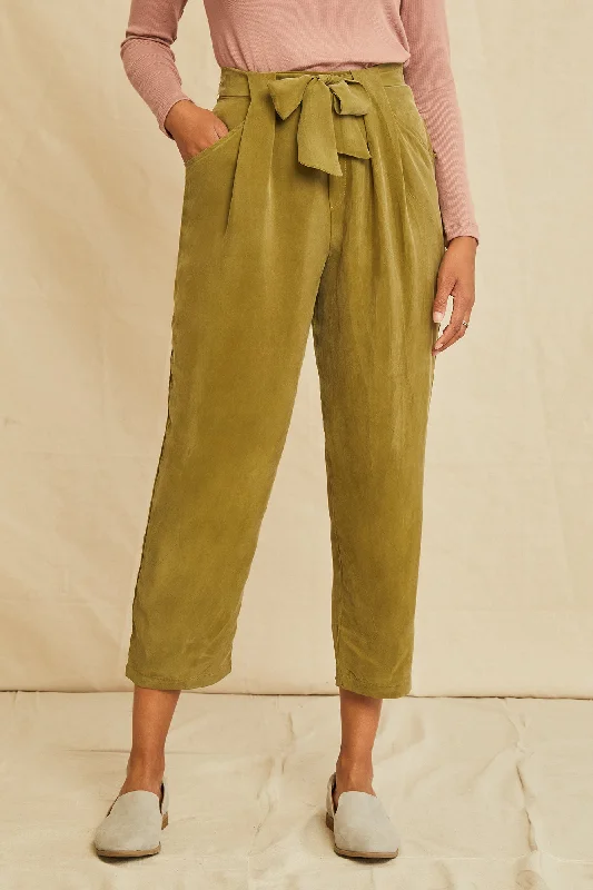 Eve Cottonseed Cupro Pants - Matcha