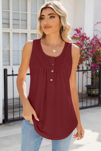 eyelet-buttoned-round-neck-tank