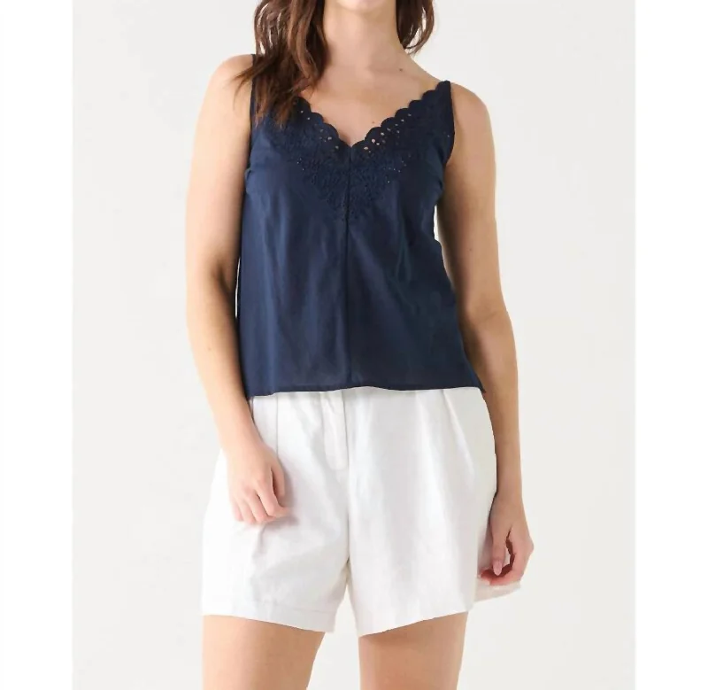 Eyelet Camisole In Navy