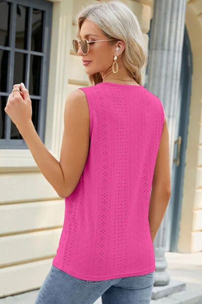 eyelet-crisscross-v-neck-tank