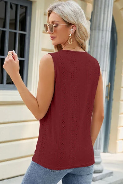 eyelet-crisscross-v-neck-tank