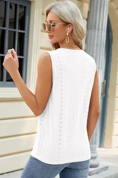 eyelet-crisscross-v-neck-tank