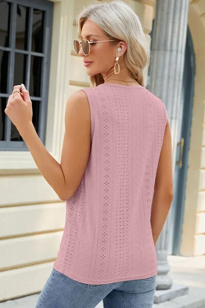 eyelet-crisscross-v-neck-tank