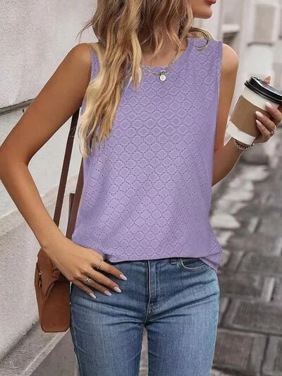 eyelet-round-neck-tank