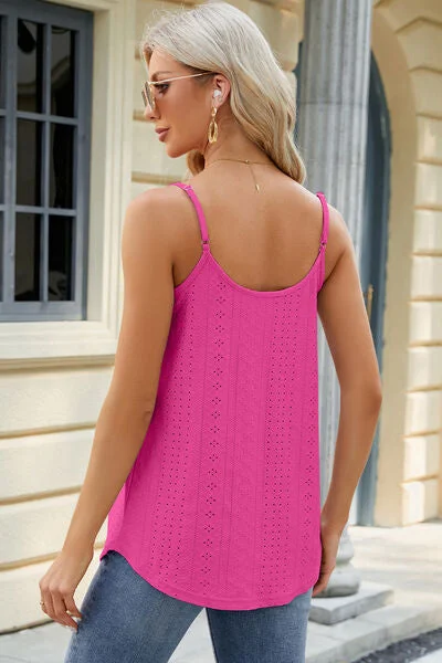 eyelet-scoop-neck-ruched-cami