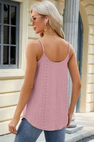 eyelet-scoop-neck-ruched-cami