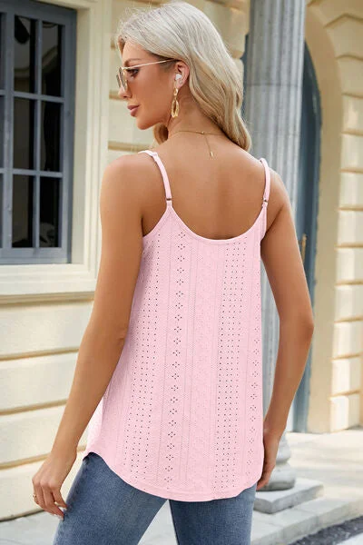 eyelet-scoop-neck-ruched-cami