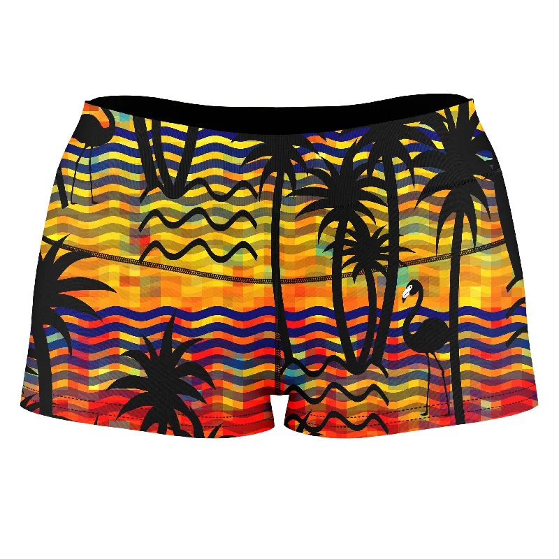 Flamingo Island High-Waisted Women's Shorts