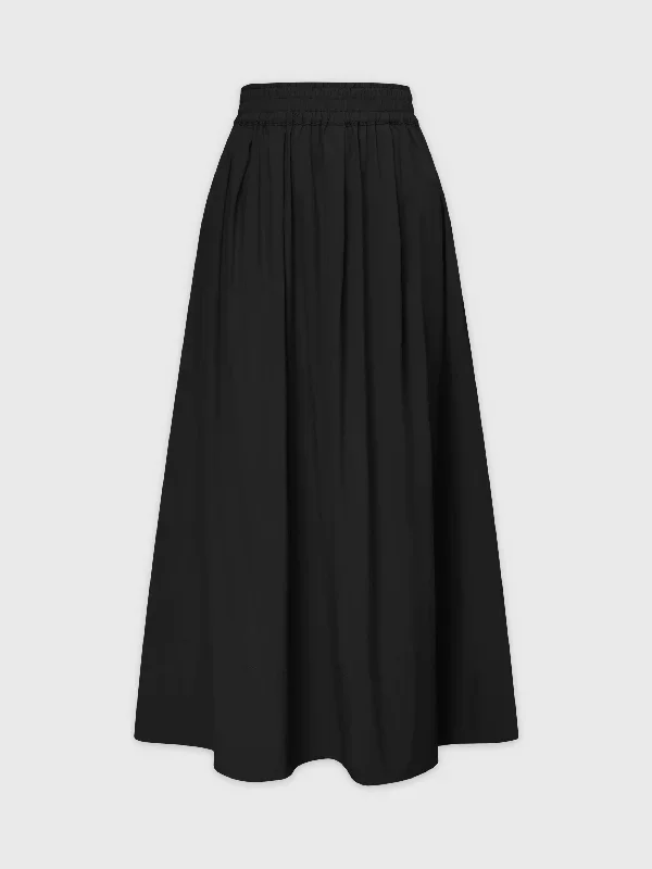 Gathered Waist Skirt-Black