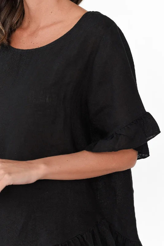 genevieve-black-linen-frill-top