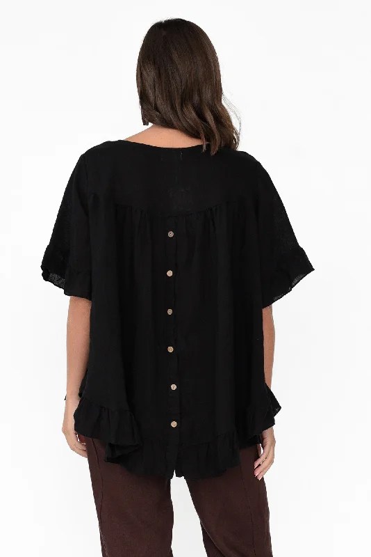 genevieve-black-linen-frill-top