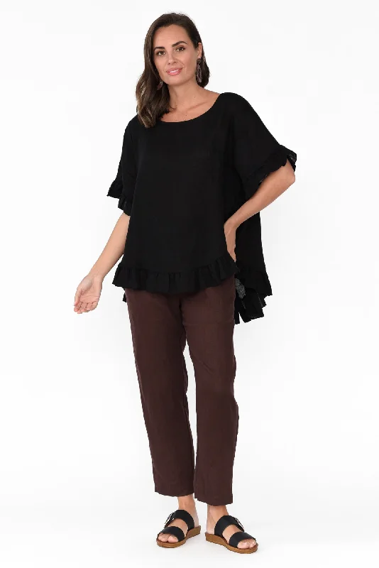 genevieve-black-linen-frill-top