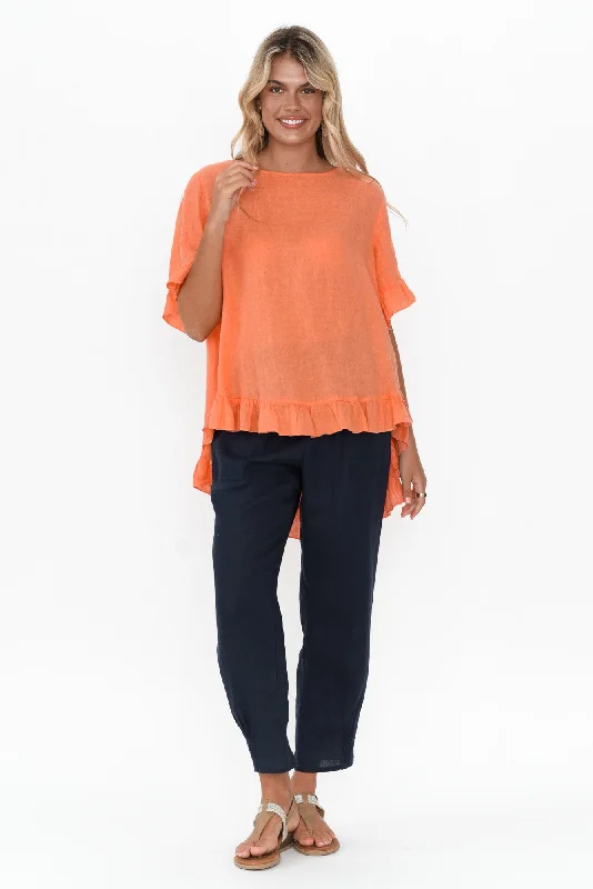 genevieve-orange-linen-frill-top