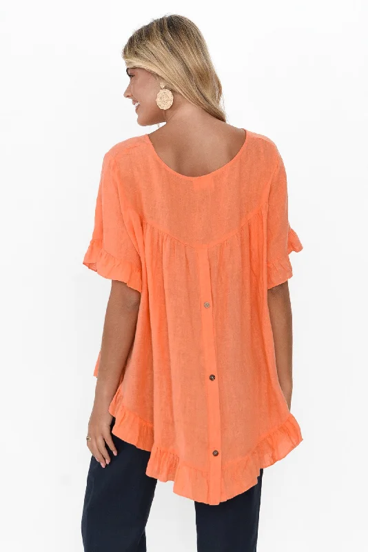 genevieve-orange-linen-frill-top