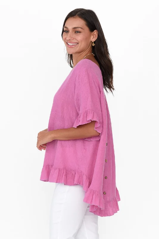 genevieve-pink-linen-frill-top