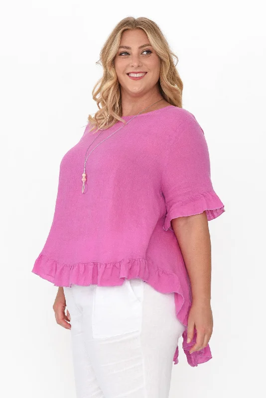 genevieve-pink-linen-frill-top