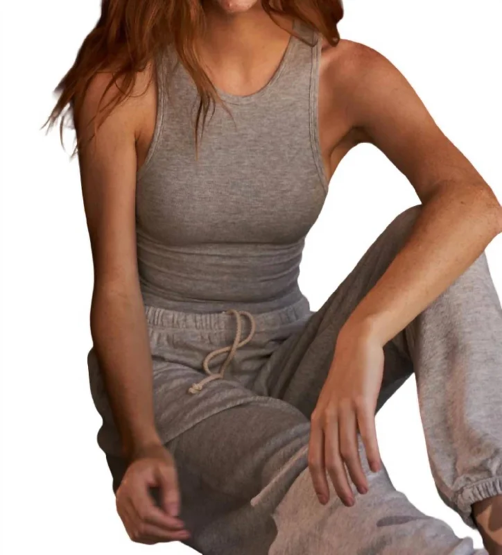 Gigi Rib Tank Top In Heather Grey