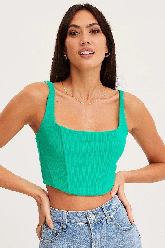 Green Bustier Crop Top