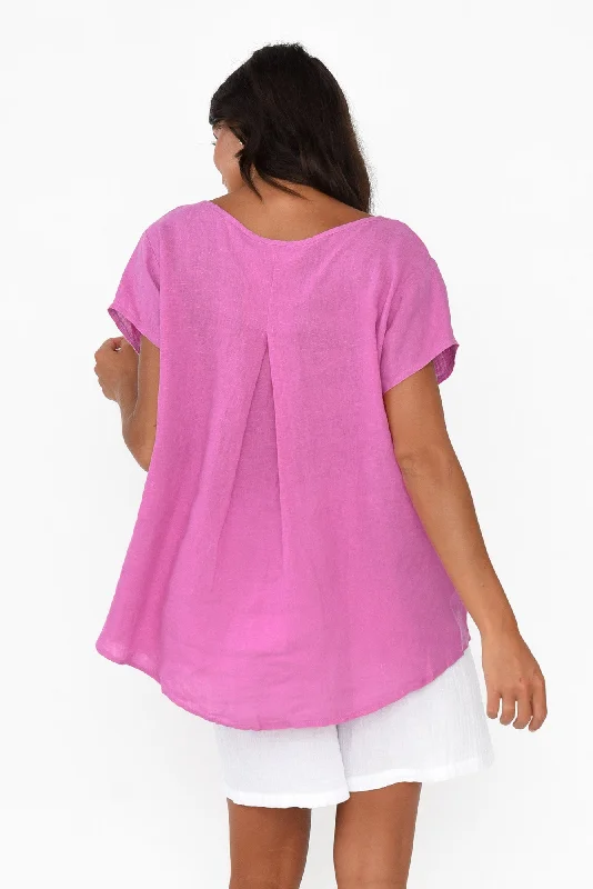 hiromi-pink-foil-flower-linen-top