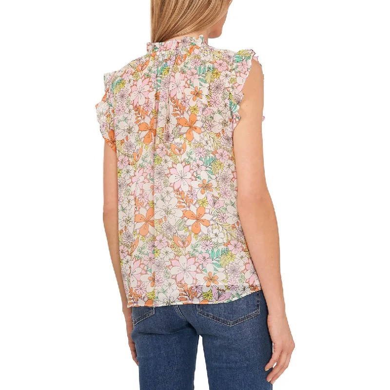 juniors-womens-ruffled-floral-shell