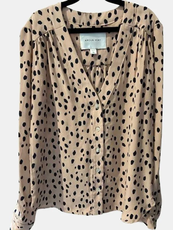 Kaya Silk Blouse - Blush Dot - ReAmour