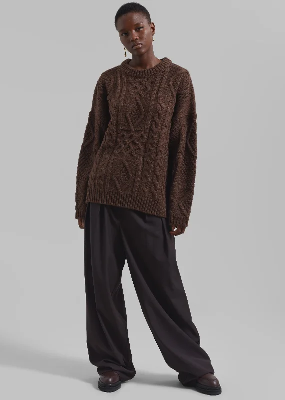 Keri Braided Sweater - Brown