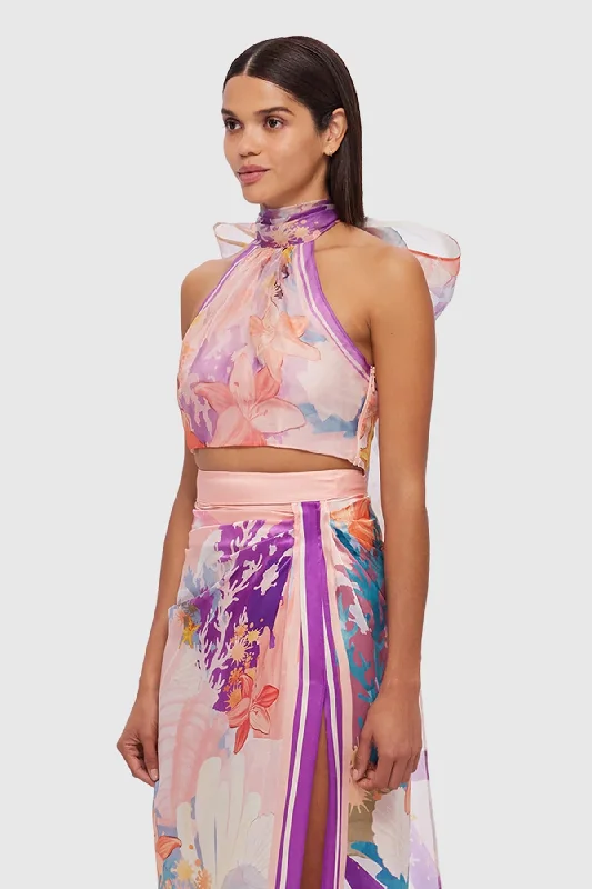 leo-lin-evie-halter-bow-tie-top-neptune-print-in-coral