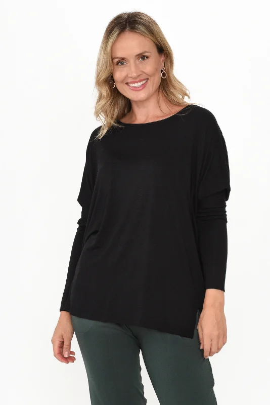 Liv Black Sleeved Bamboo Top