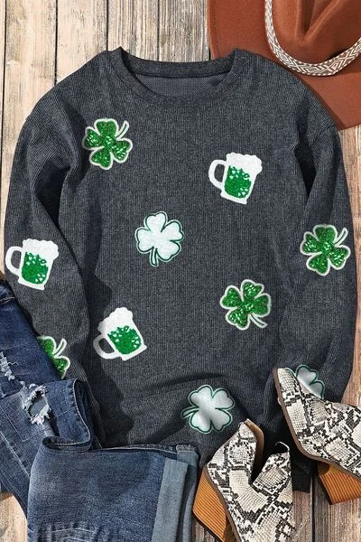 lucky-clover-beer-sequin-round-neck-sweatshirt