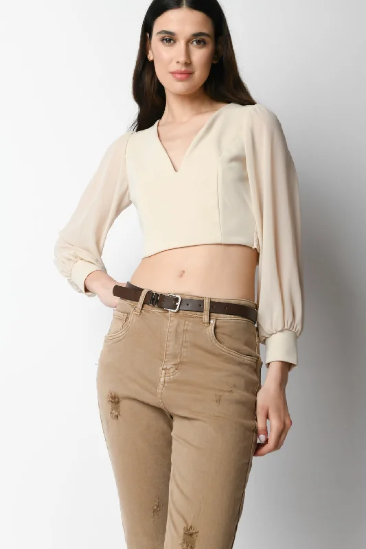 Top crop con scollo a V