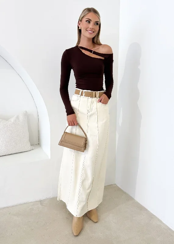 Marylin Denim Maxi Skirt - Cream