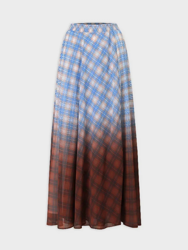 MOCK WRAP SKIRT 39""-PLAID OMBRE