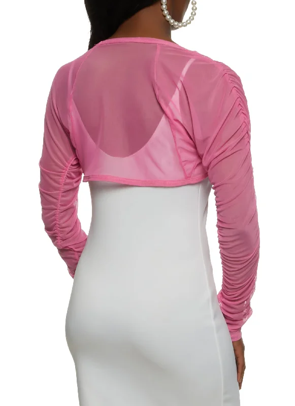 neon-pink-mesh-ruched-sleeve-open-front-bolero-1308058759309