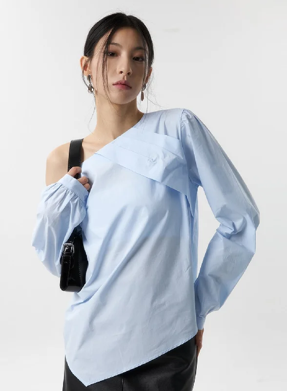 One-Shoulder Long Sleeve Blouse IS315