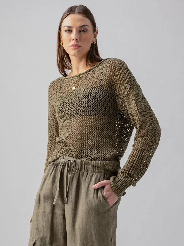 Open Knit Sweater Burnt Olive