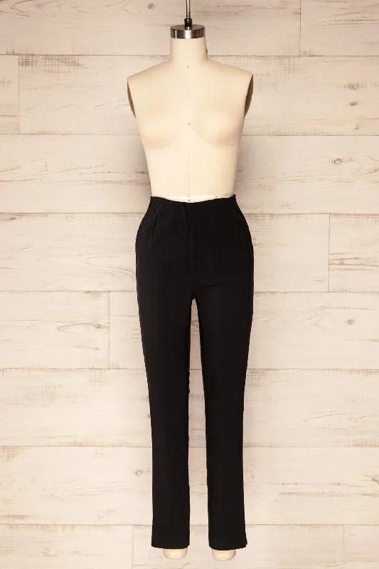 Orsova | Black Fitted Pants w/ Stretchable Waist