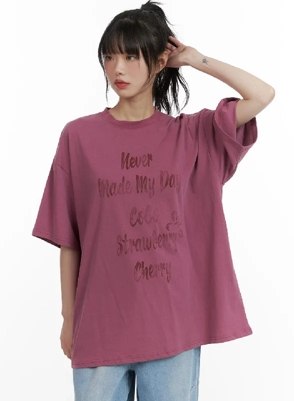 Oversized Graphic Lettering Tee CU410