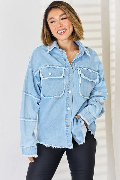 peace-raw-hem-dropped-shoulder-denim-top