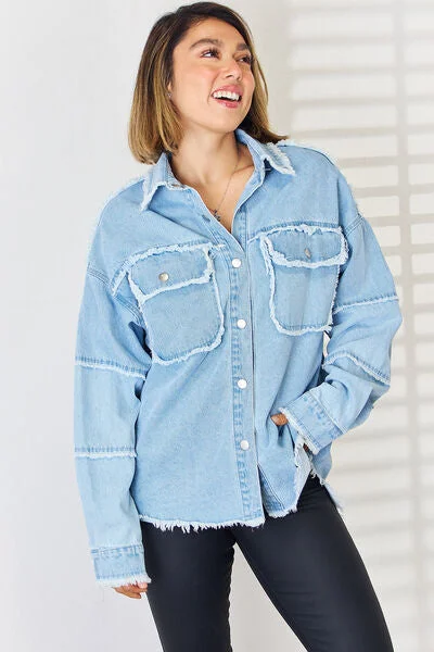 peace-raw-hem-dropped-shoulder-denim-top