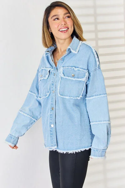 peace-raw-hem-dropped-shoulder-denim-top