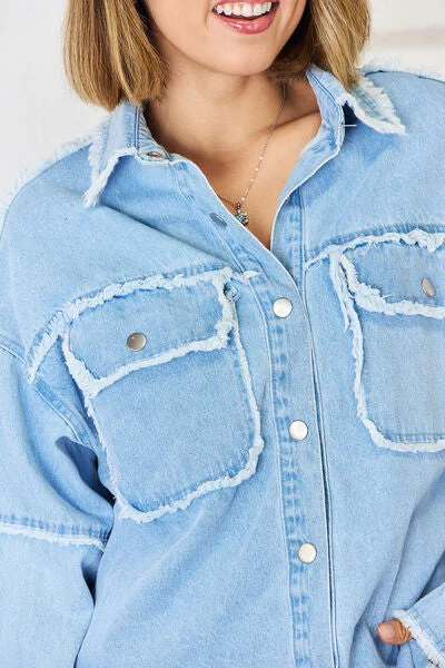 peace-raw-hem-dropped-shoulder-denim-top