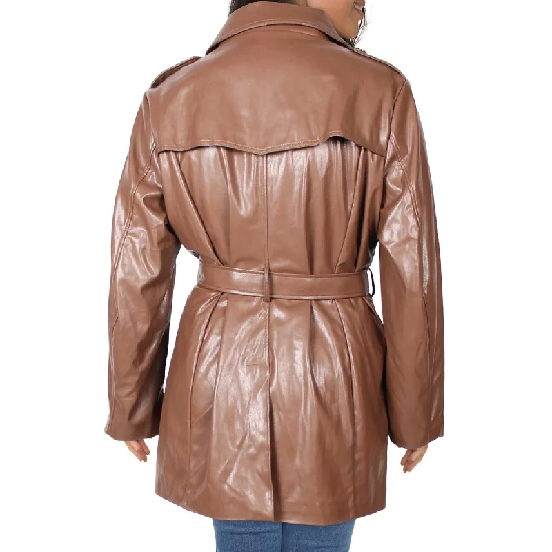 plus-womens-faux-leather-cold-weather-trench-coat